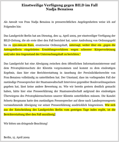 Aus der Pressemitteilung des RA Dr. Christian Schertz Aus der Pressemitteilung des RA Dr. Christian Schertz